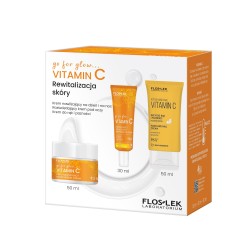 FLOSLEK Zestaw prezentowy Vitamin C (krem nawilżający 50ml+krem pod oczy 30ml+krem do rąk 50ml)+