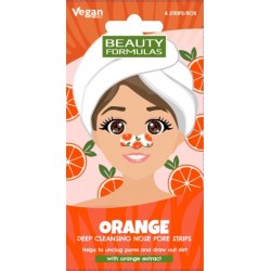 BEAUTY FORMULAS Nose Pore Strips Głęboko oczyszczające płatki na nos - Orange (pomarańcza) 1op.-6 sztuk