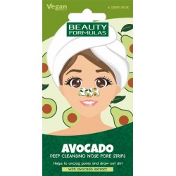 BEAUTY FORMULAS Nose Pore Strips Głęboko oczyszczające płatki na nos - Avocado 1op.-6 sztuk