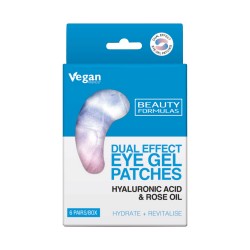 BEAUTY FORMULAS Eye Gel Patches Dual Effect Żelowe płatki pod oczy - Kwas hialuronowy + Olejek różany