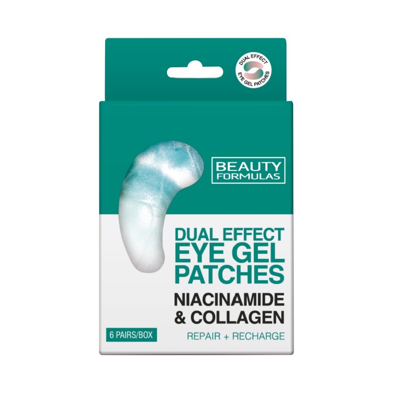 BEAUTY FORMULAS Eye Gel Patches Dual Effect Żelowe Płatki pod oczy - Niacynamid+Kolagen