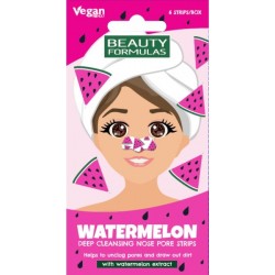 BEAUTY FORMULAS Nose Pore Strips Głęboko oczyszczające płatki na nos - Watermelon (arbuz) 1op.-6 sztuk