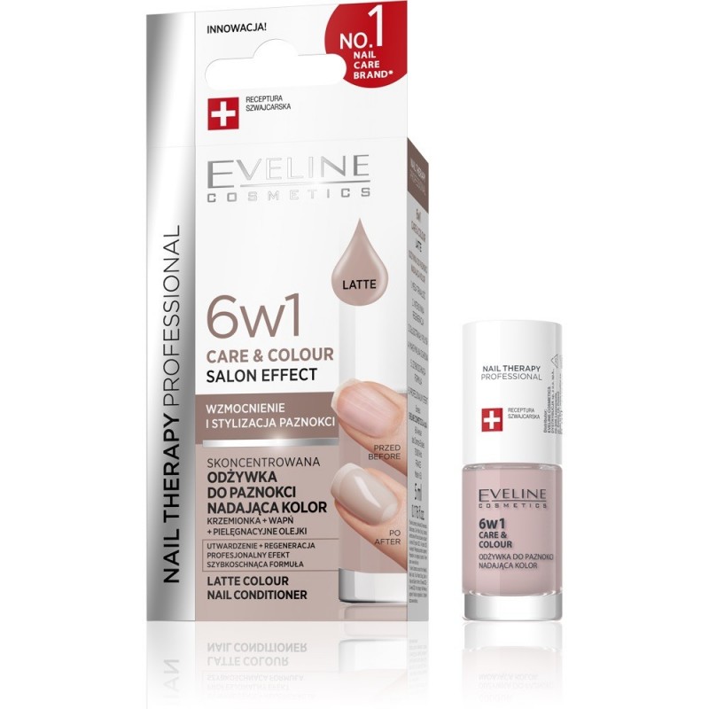 EVELINE Nail Therapy Professional Odżywka do paznokci nadająca kolor Care&Colour 6w1 - Latte 5 ml