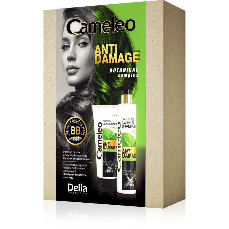 DELIA COSMETICS Cameleo Zestaw Anti Damage szampon i odżywka do włosów zniszczonych