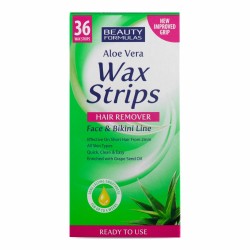 BEAUTY FORMULAS Aloe Vera Plastry do depilacji twarzy i bikini Wax Strips 36 sztuk