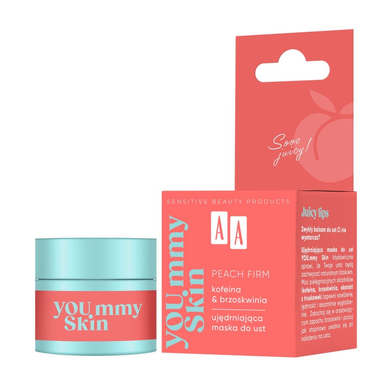 AA YOU.mmy Skin Peach Firm Ujędrniająca Maska do ust Kofeina & Brzoskwinia 10 g