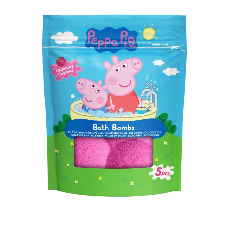 KIDS Świnka Peppa Kule do kąpieli - Raspberry (malina) 1 op.-5x50 g