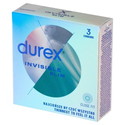 DUREX Invisible Slim Prezerwatywy - cienkie 1 op.- 3 sztuki