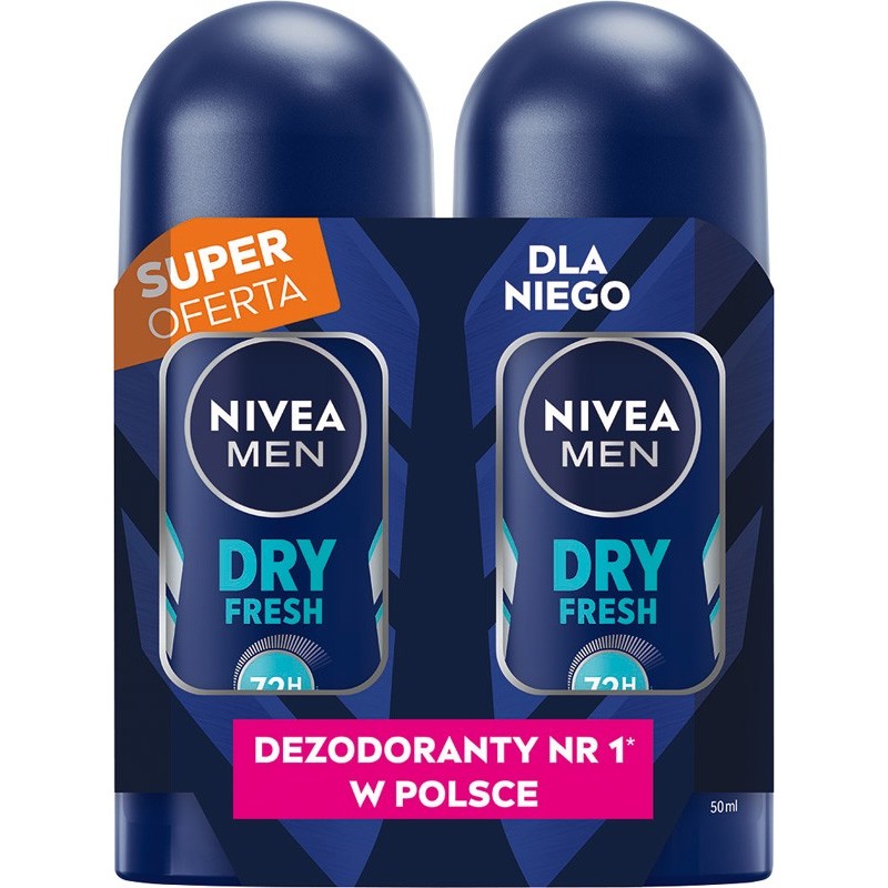 NIVEA MEN Antyperspirant w kulce DUO Dry Fresh 2x50 ml