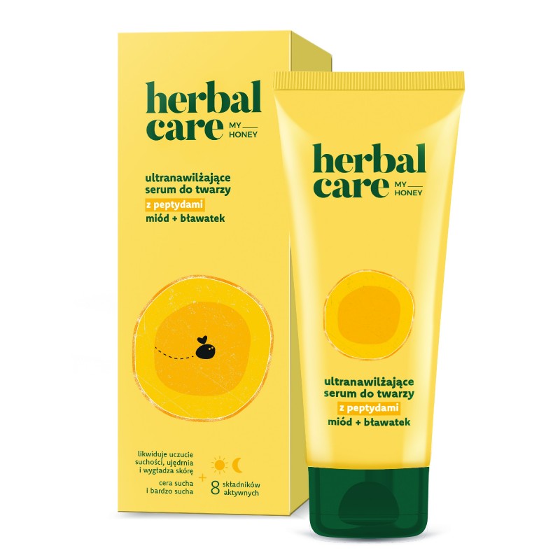 HERBAL CARE My Honey Ultranawilżające Serum do twarzy z peptydami + miód i bławatek na dzień i noc - do cery suchej i bardzo suc