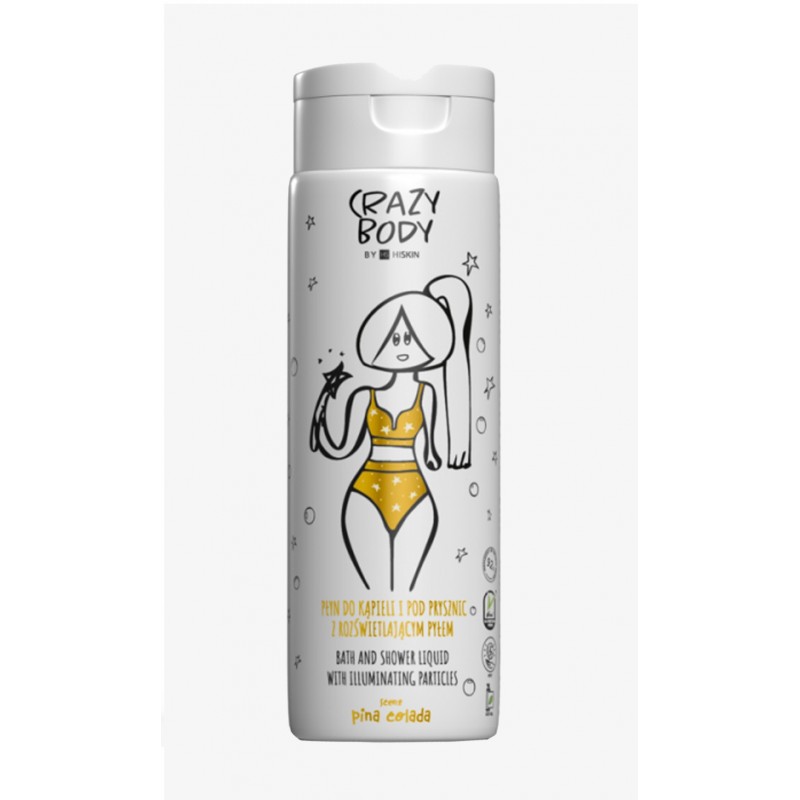 HISKIN Crazy Body Płyn do kąpieli i pod prysznic z rozświetlającym pyłem - PINA COLADA 250 ml