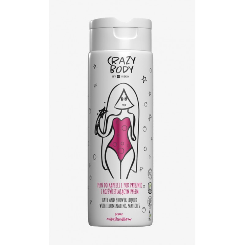 HISKIN Crazy Body Płyn do kąpieli i pod prysznic z rozświetlającym pyłem - MARSHMALLOW 250 ml