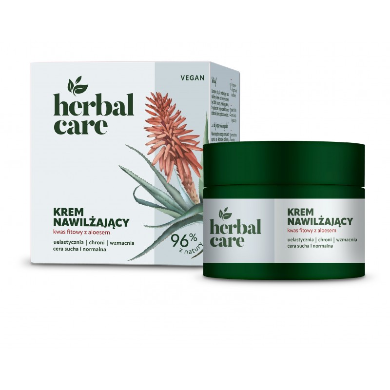 HERBAL CARE Vegan Krem nawilżający z Kwasem Fitowym i Aloesem dla cery suchej i normalnej - na dzień i noc 50 ml