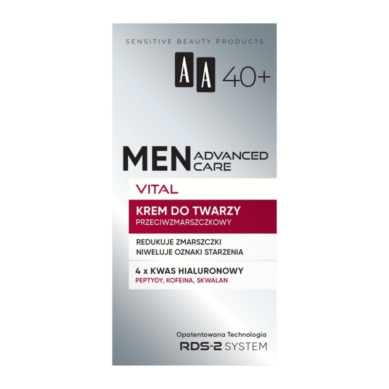 AA Men Advanced Care Vital Krem do twarzy przeciwzmarszczkowy dla mężczyzn 40+ 50 ml