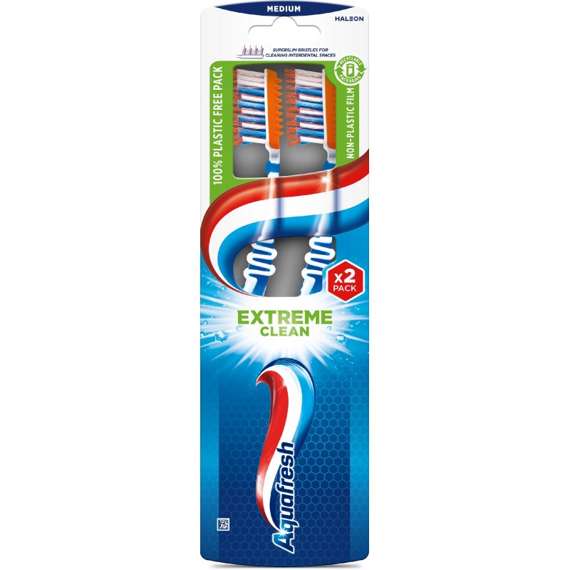 AQUAFRESH Szczoteczka do zębów Extreme Clean - medium(średnia) DUO 2 sztuki