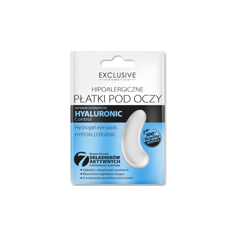 EXCLUSIVE COSMETICS Hyaluronic Control Płatki hipoalergiczne pod oczy Nawilżające 1 para