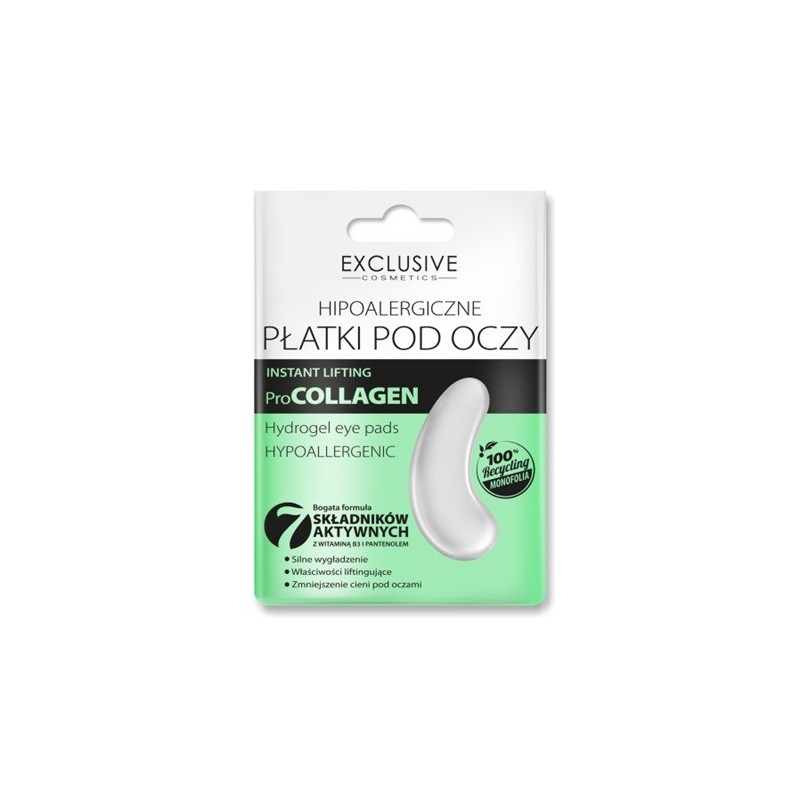 EXCLUSIVE COSMETICS Pro-collagen Płatki hipoalergiczne pod oczy Liftingujące 1 para