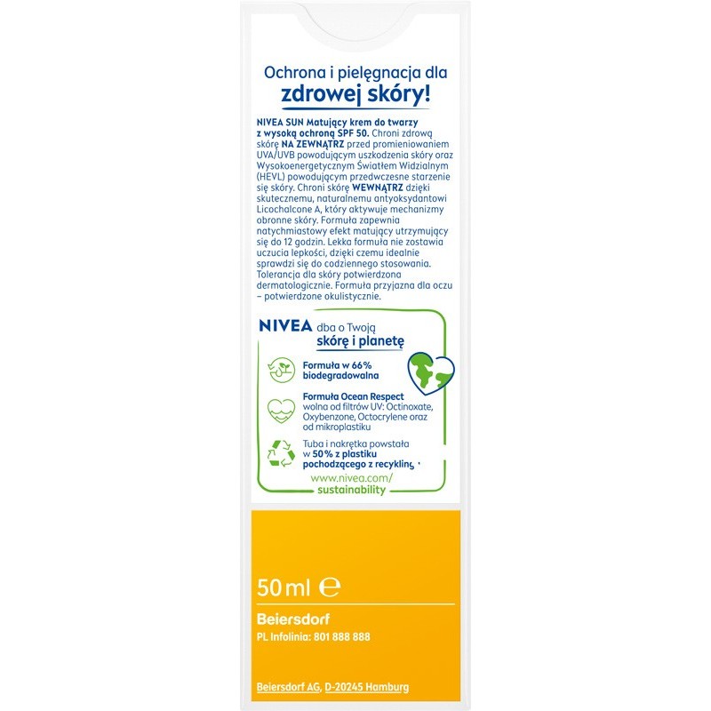 NIVEA SUN Krem SPF 50 matujący 50ml&