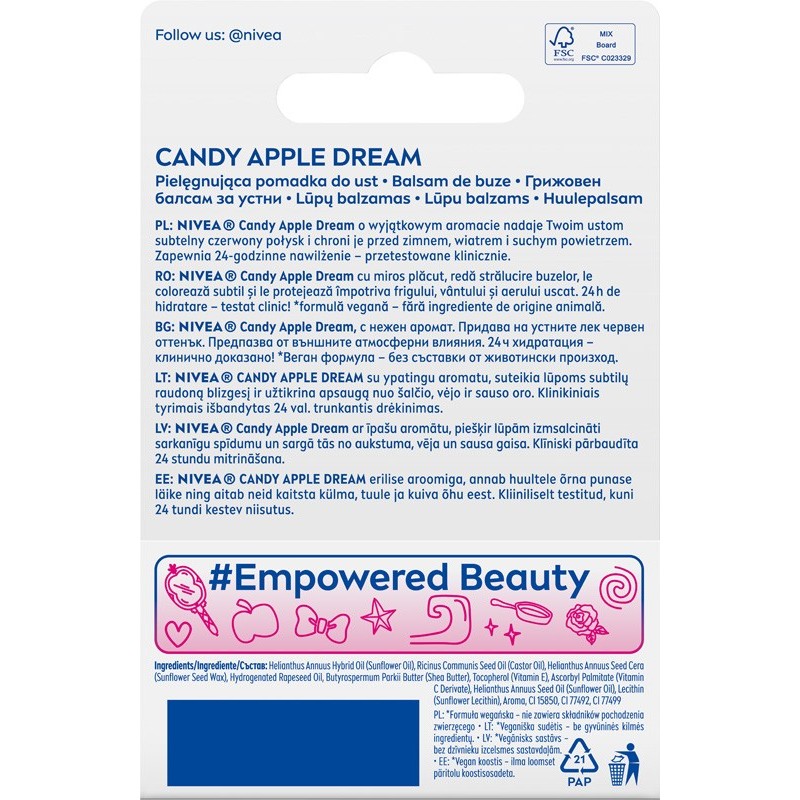 NIVEA Disney Princess Pielęgnująca pomadka do ust Candy Apple Dream Snow White - edycja limitowana 4.8 g