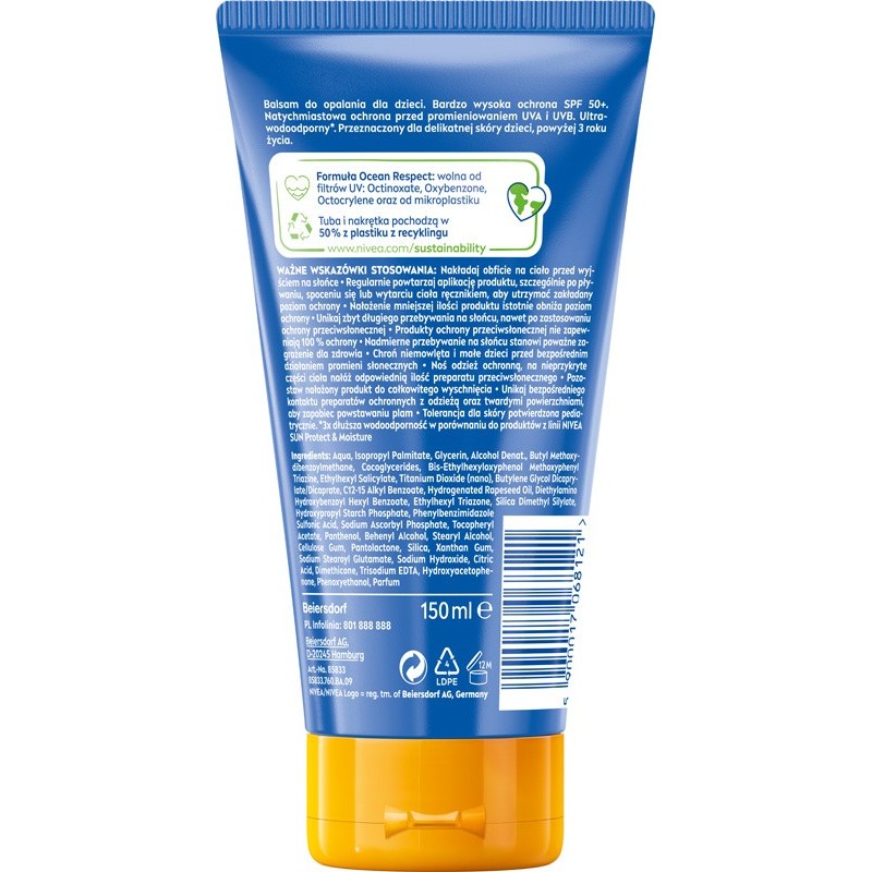 NIVEA SUN Balsam SPF 50 dla dzieci Swim&Play 150m&