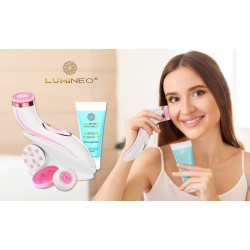 LUMINEO Professional Line Szczoteczka do twarzy Brush Pro różowa + Żel oczyszczajacy Lumineo do wszystkich typów cery 100 ml
