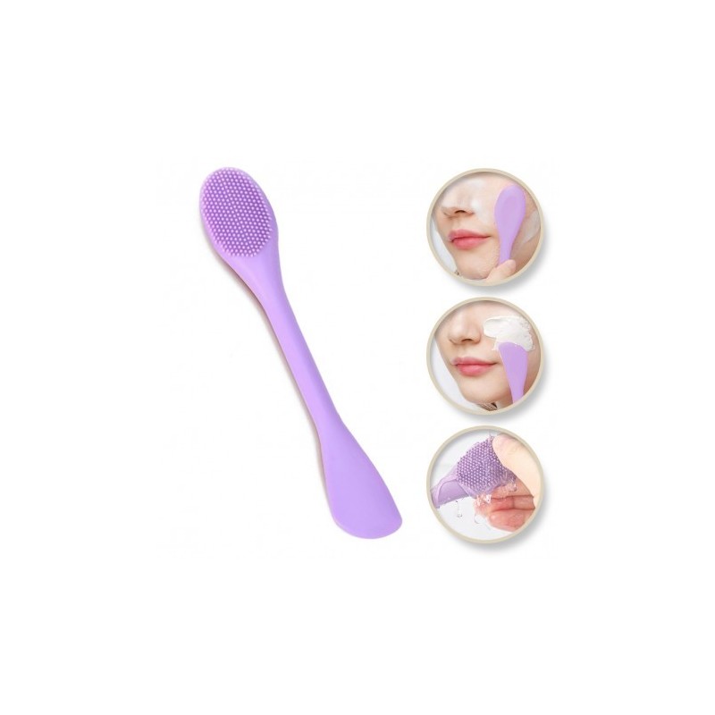 ECARLA Silikonowa szczoteczka do pielęgnacji twarzy z aplikatorem Fioletowa AK15FIO