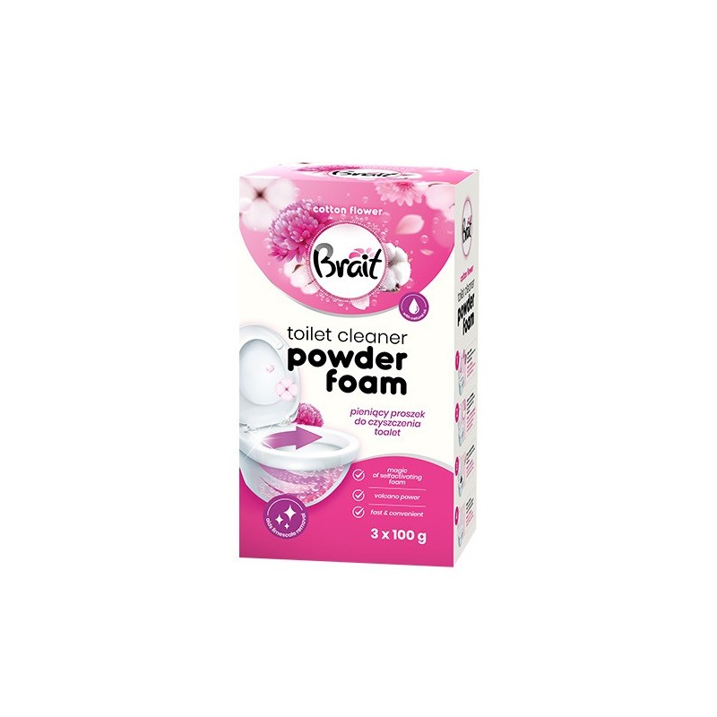 BRAIT Wulkan Pieniący proszek do czyszczenia toalet Cotton Flower 3 x 100 g