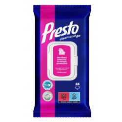 Presto Ściereczki czyszczące+płyn 2w1 do różnych powierzchni - zamknięcie pop up 1op.-55szt