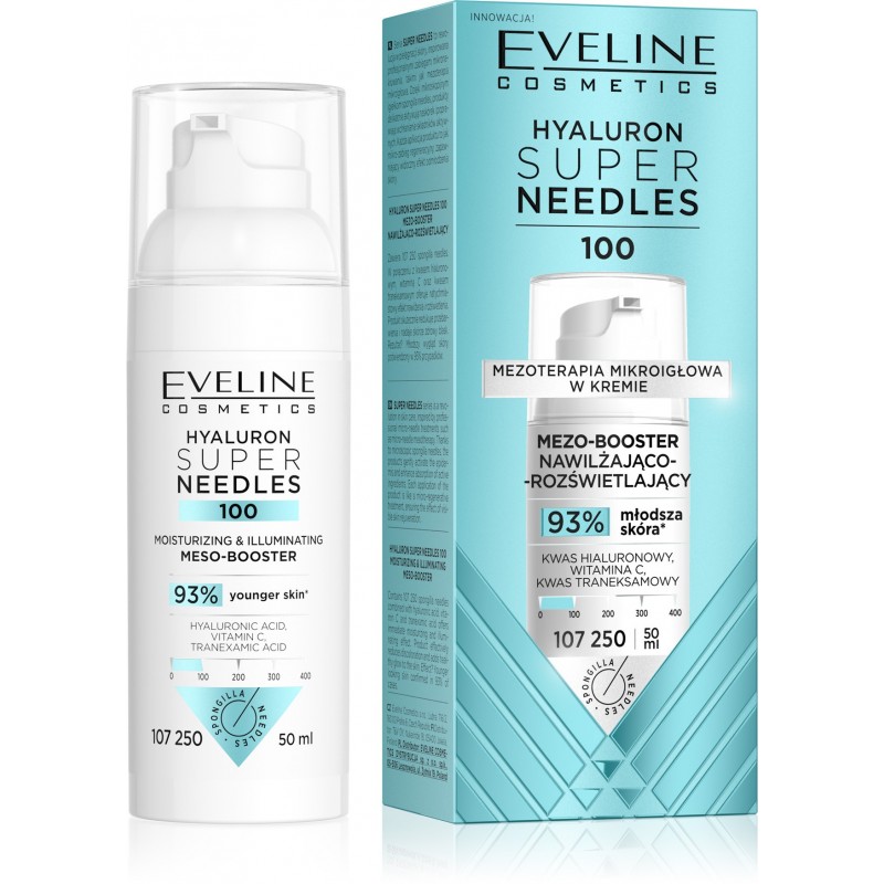 EVELINE Hyaluron Super Needles 100 Mezo-booster nawilżająco rozświetlający 50 ml