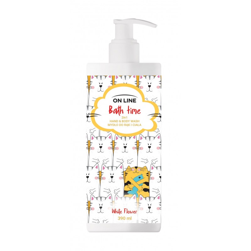 ON LINE Bath Time Mydło do rąk i ciała 2in1 White Flower 390 ml