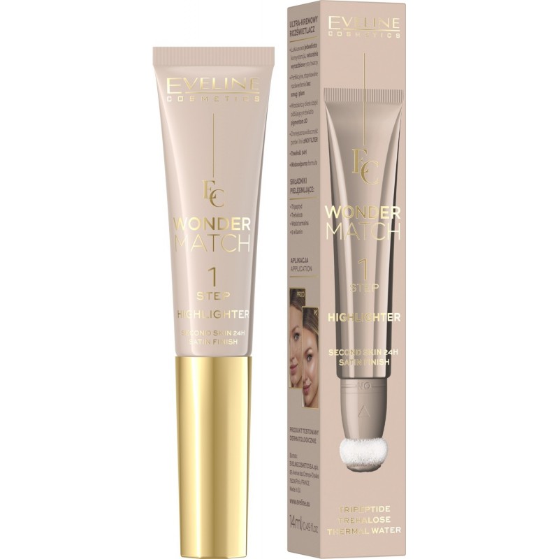 EVELINE Wonder Match Ultrakremowy Rozświetlacz w tubce z aplikatorem 14 ml