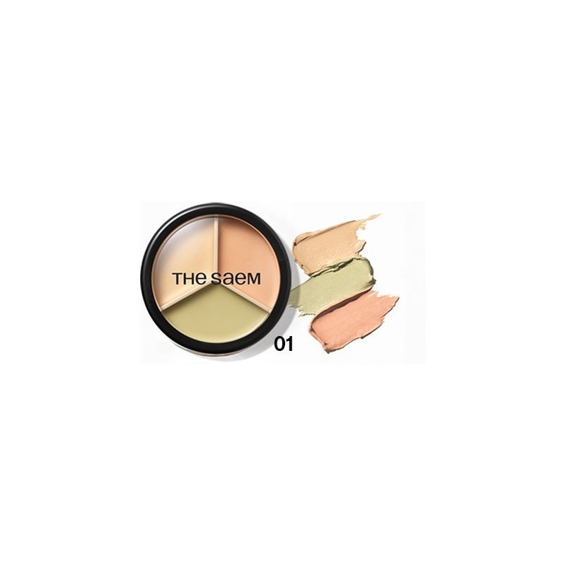 SAEM Cover Perfection Korektor do twarzy Triple Pot 01 Correct Beige