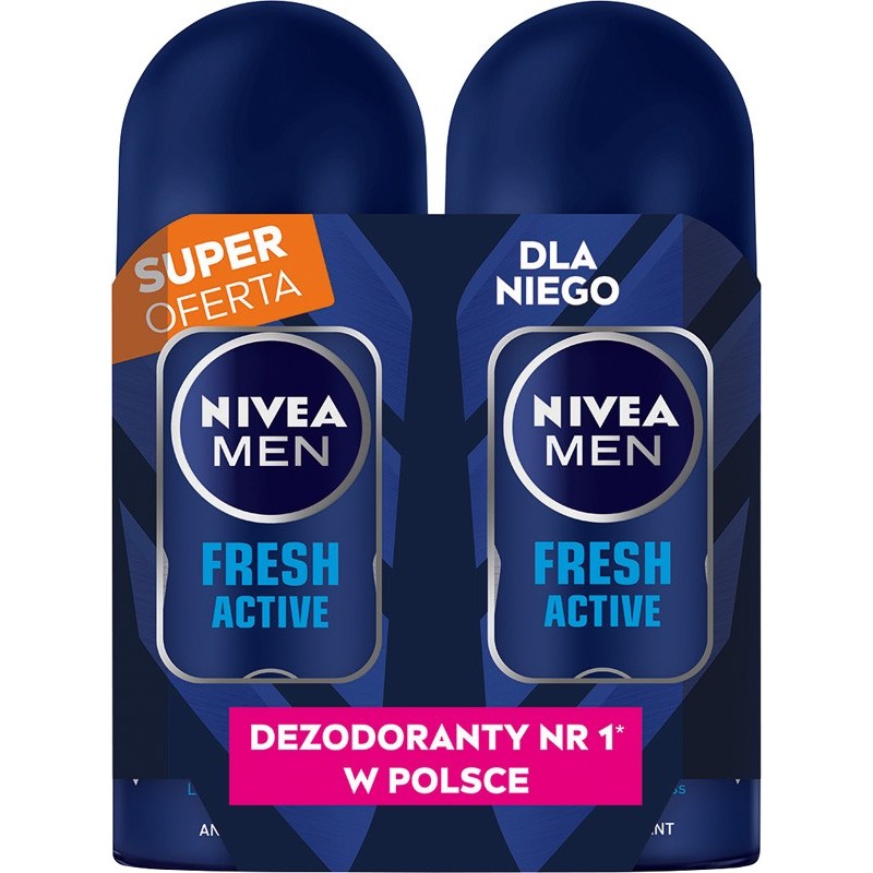 NIVEA MEN Antyperspirant w kulce Fresh Active DUO 2x50 ml