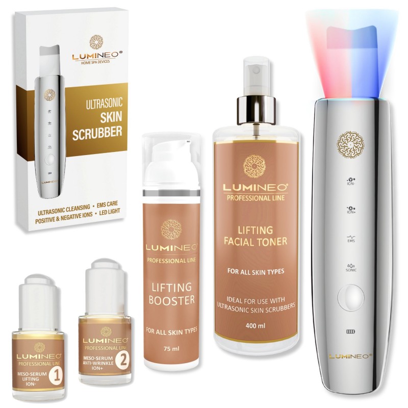 LUMINEO Professional Line Peeling kawitacyjny LED 5w1 + Zestaw liftingujący Lumineo (Tonik, 2 x Serum, Krem)