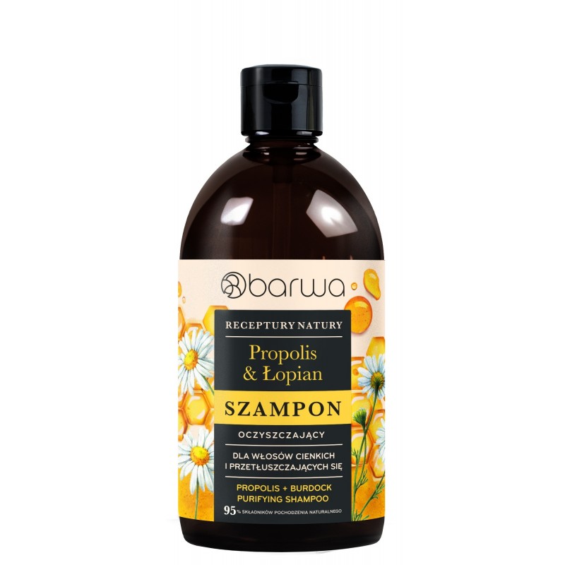 BARWA Receptury Natury Szampon oczyszczający do włosów cienkich i przetłuszczających się - Propolis & Łopian