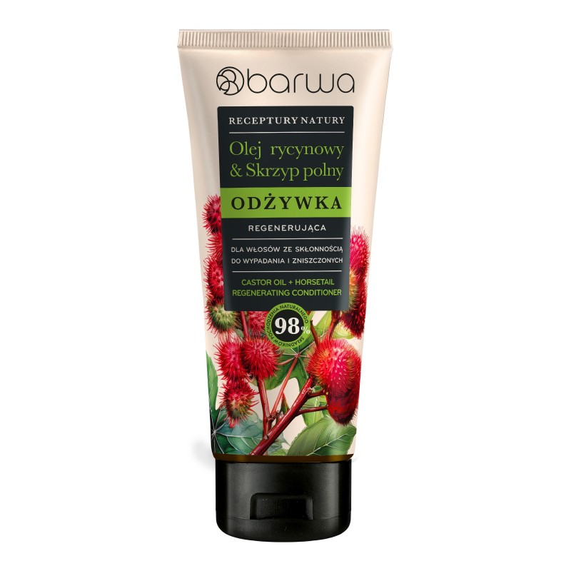 BARWA Receptury Natury Odżywka regenerująca do włosów ze skłonnością do wypadania i zniszczonych - Olej Rycynowy & Skrzyp Polny