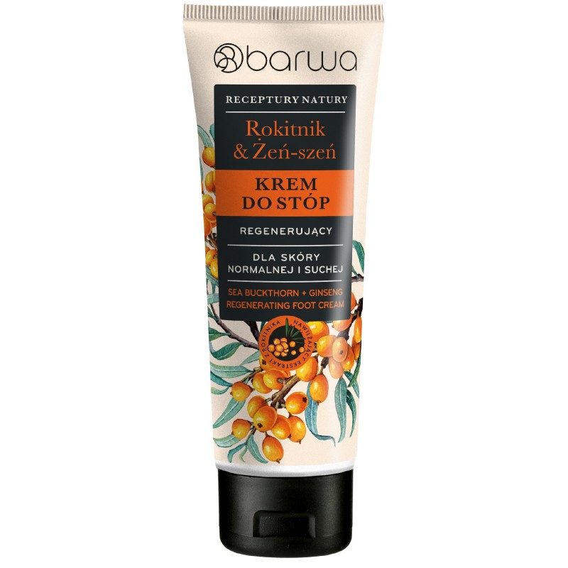 BARWA Receptury Natury Krem do stóp regenerujący - Rokitnik & Żeń-Szeń 100 ml