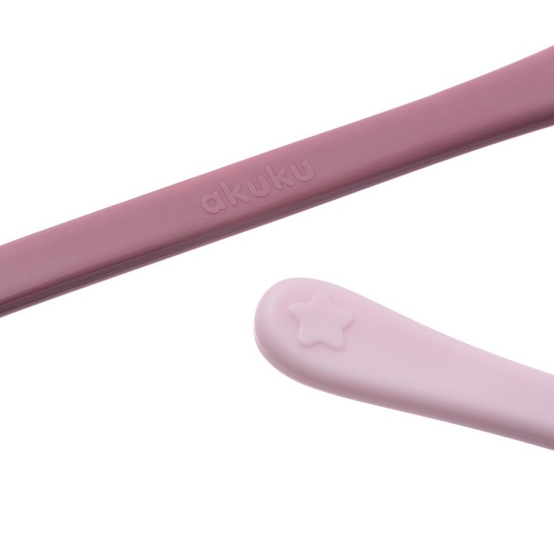 AKUKU Zestaw łyżeczek do nauki karmienia - różowa 2 szt.