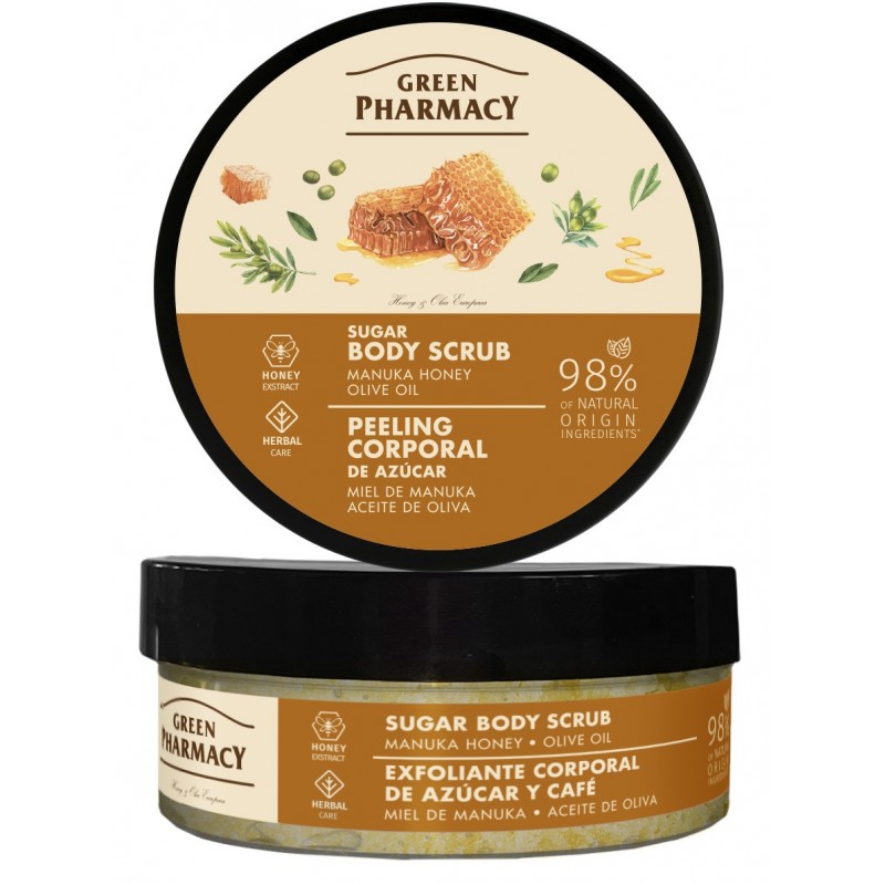 GREEN PHARMACY Peeling cukrowy do ciała Miód manuka i Oliwa z oliwek 200 ml