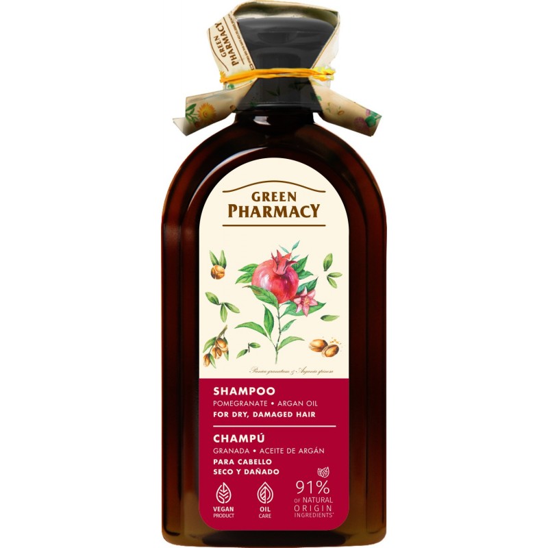 GREEN PHARMACY Szampon do włosów suchych i zniszczonych Granat i Olej arganowy 350 ml