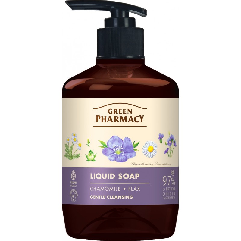 GREEN PHARMACY Mydło w płynie Rumianek + Olej lniany 460 ml