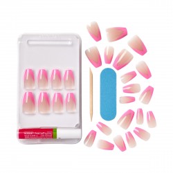 KISS Sztuczne paznokcie samoprzylepne Salon Acrylic French - Squared (rozmiar:M) 1op.-28szt