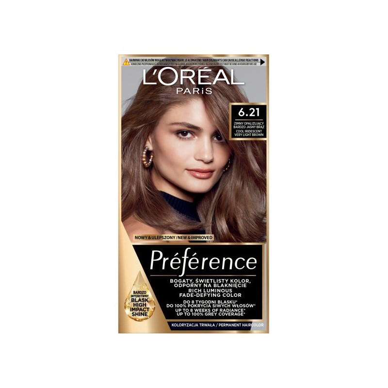 LOREAL Preference Farba do włosów 6.21 - Zimny Opalizujący Bardzo Jasny Brąz 1 op.