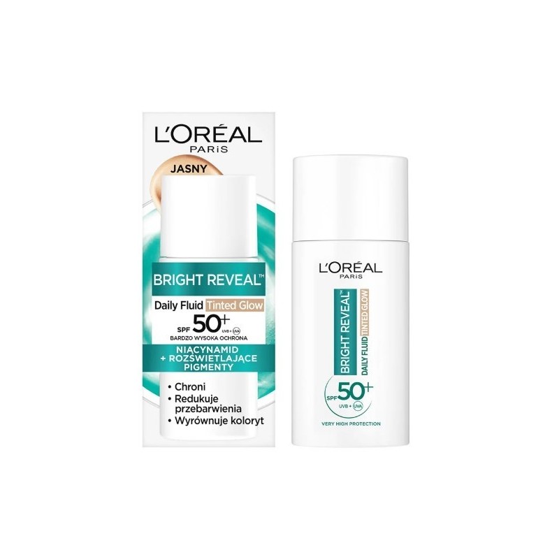 LOREAL Bright Reveal Fluid do twarzy odcień jasny Tinted Glow SPF50+ 50 ml