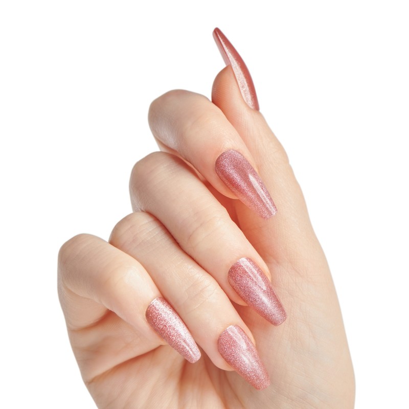 KISS Sztuczne paznokcie na klej Fantasy Magnetic, West Coast, Pink, Long Coffin