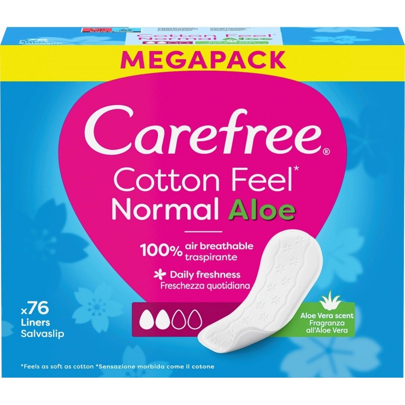 CAREFREE Cotton Feel Normal Aloe Wkładki higieniczne o zapachu aloesowym 1 op. - 76 szt.