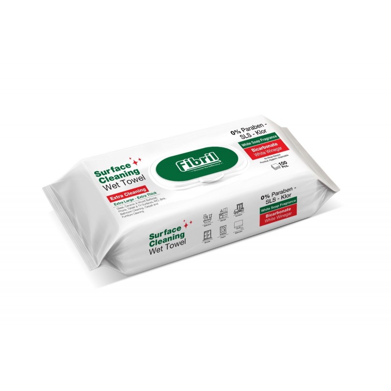 FIBRIL Mokre Ręczniki czyszczące XL zielone - 1 opakowanie 100 sztuk