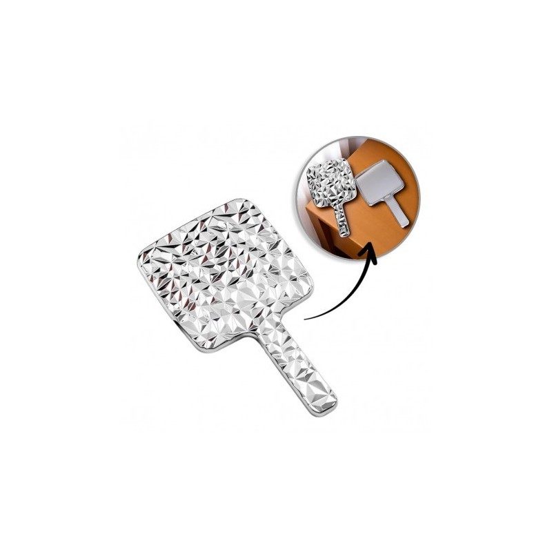 ECARLA Lusterko kosmetyczne z rączką, jednostronne XL wysokość 23 cm srebrne L24S