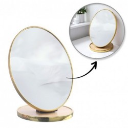 ECARLA Lusterko kosmetyczne stojące drewniane, owalne, złota ramka L18