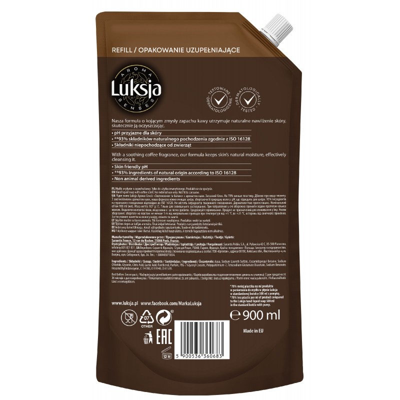 LUKSJA Aroma Senses Mind Balancing Pielęgnujące mydło w płynie o zapachu kawy - zapas 900 ml